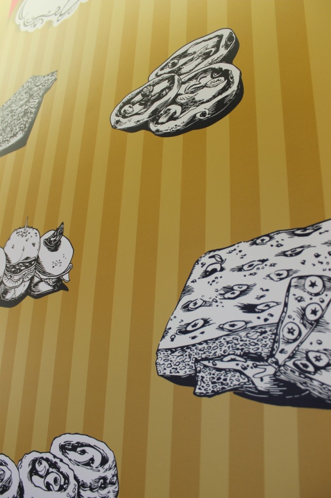 decorazione locale con pannelli personalizzati per panificio pasticceria Antichi Sapori